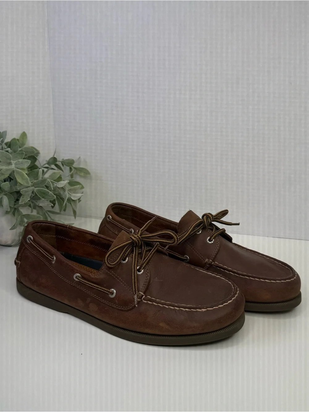 Dockers Mens Vargas Loafers Brown Leather Classic Lace Up Boat Shoes Size 11.5W